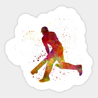 Cricket player batsman silhouette in watercolor Sticker